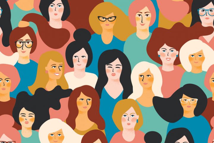Cartoon painting of different diverse women